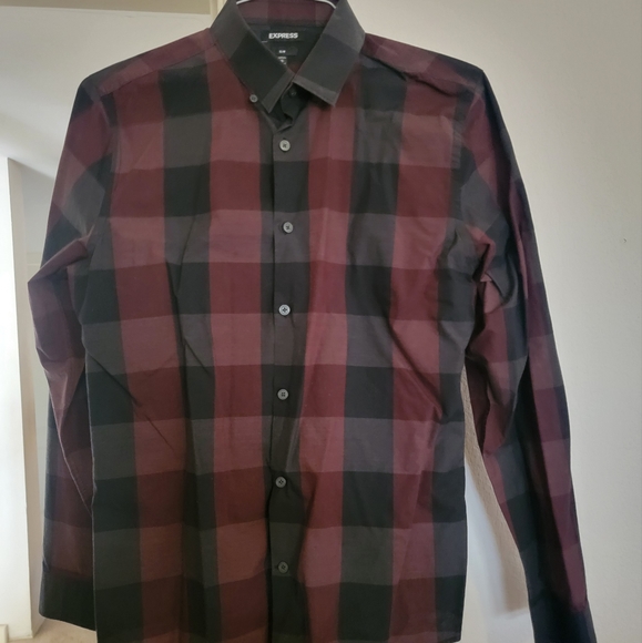 Express, Medium Slim, checkered Burgundy/black - Picture 1 of 1